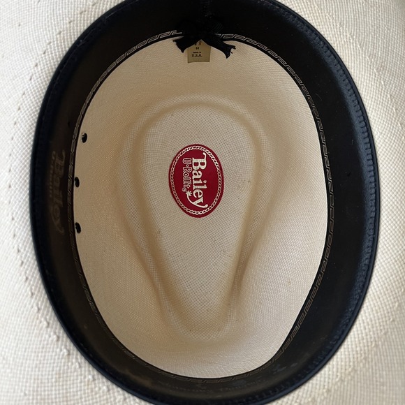 Vintage Bailey Cowboy Hat Western 7 5/8 61 Shantung Panama Straw U-Rollit USA - Picture 12 of 16